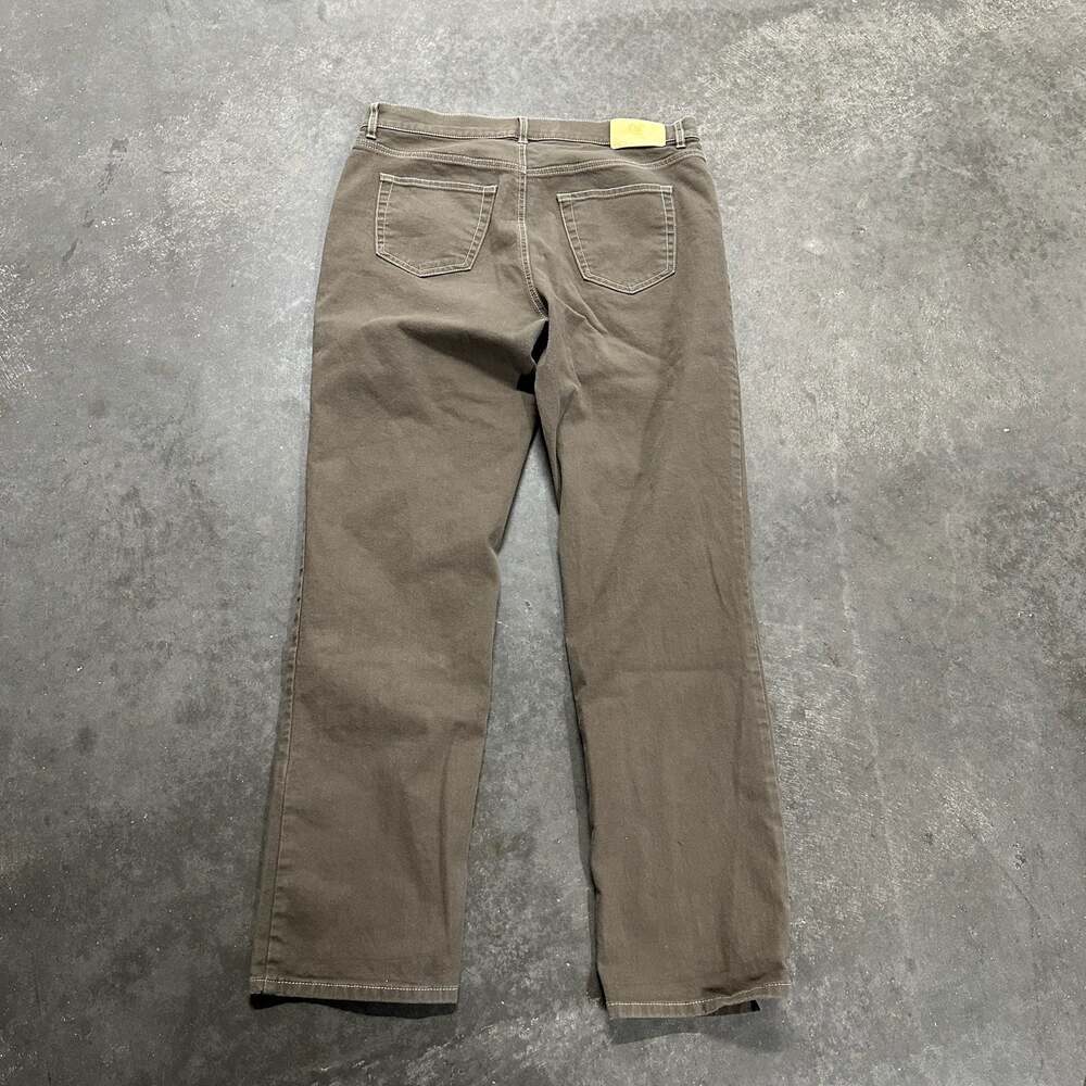 Bogner Brown Contrast-Stitched Straight-Leg Chino Pants